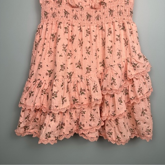 the shirt by rochelle behrens peach pink ruffled floral sleeveless dress size XS - Picture 10 of 10